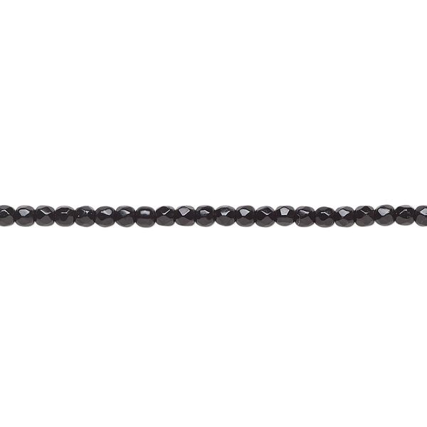 Bead, Czech fire-polished glass, opaque jet, 2mm faceted round. Sold per pkg of 1,200 (1 mass). image number 0