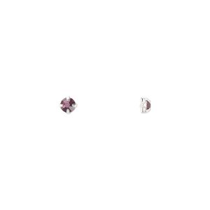 Bead 24pk rose montees amethyst silver plate, Preciosa Czech crystal 3-3.2mm round SS12