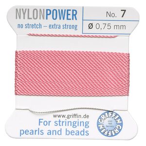 Thread, Griffin, nylon, dark pink, size #7. Sold per 2-meter card (approximately 78 inches).