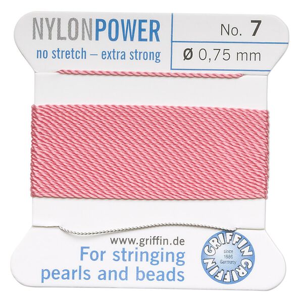 Thread, Griffin, nylon, dark pink, size #7. Sold per 2-meter card (approximately 78 inches). image number 0