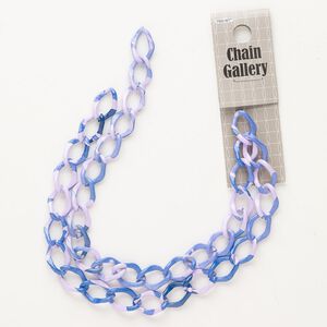 Chain, aluminum, pkg/17 inches, purple and light purple, 11mm curb.
