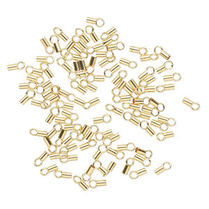Crimp end 1pkg100 gold-plated, 3.5x2mm tube / loop / 1.6mm inside diameter, brass