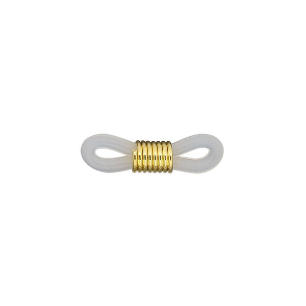 Eyeglass holder, rubber and gold-finished brass, clear, 20x5mm-26x5mm with adjustable coil. Sold per pkg of 100. image number 0