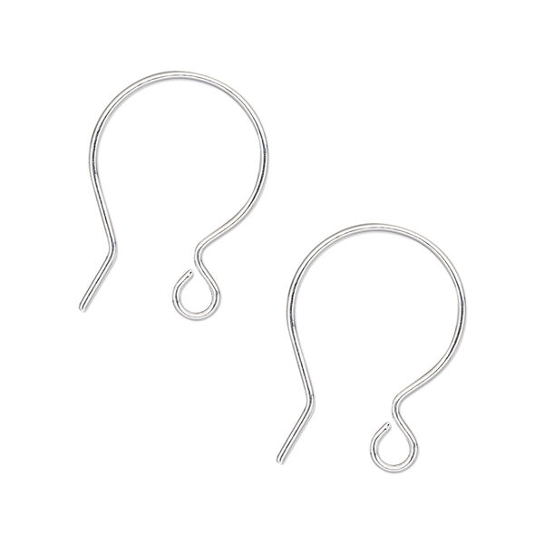 Ear wire, silver-plated brass, 20mm French hook with open loop, 20 gauge. Sold per pkg of 10 pairs. image number 0