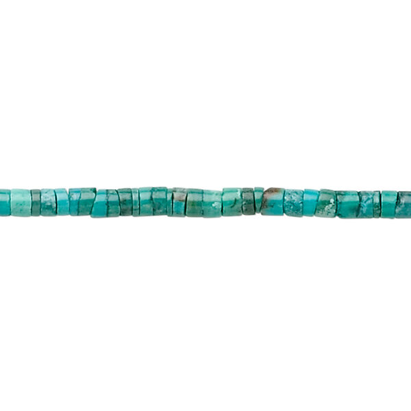 Bead, turquoise (dyed / stabilized), 3x2mm heishi, B grade, Mohs hardness 5 to 6. Sold per 15-1/2" to 16" strand. image number 0