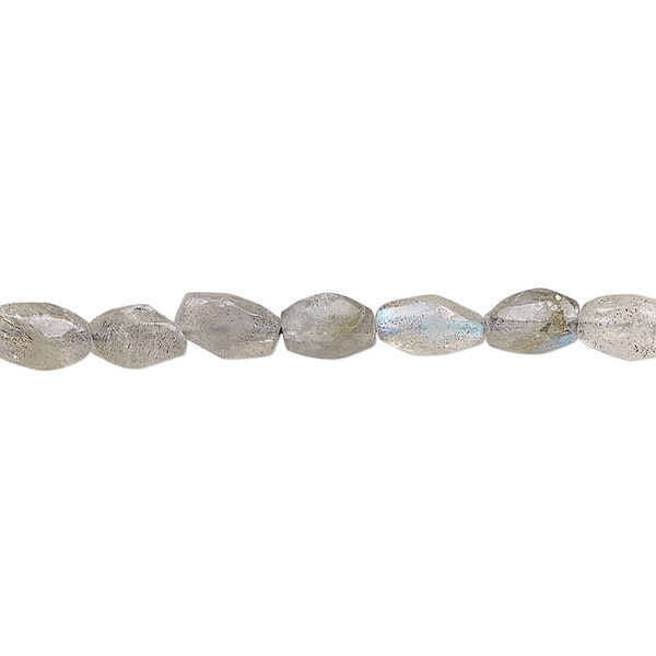 Bead, labradorite (natural), 6x3mm-10x5mm hand-cut faceted oval, C grade, Mohs hardness 6 to 6-1/2. Sold per 13-inch strand. image number 0
