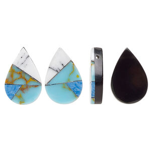 Resin 1pkg2, teardrop drop multicolored 17x11mm