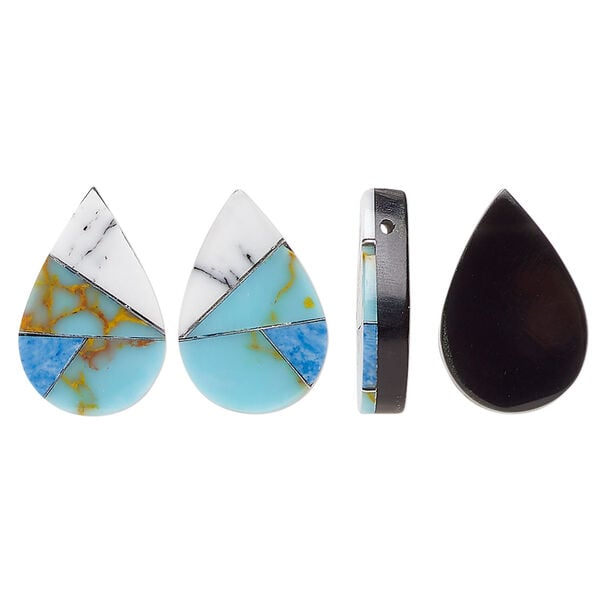 Resin 1pkg2, teardrop drop multicolored 17x11mm image number 0