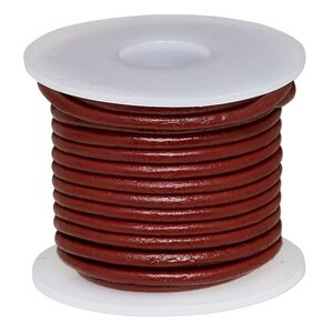 Cord, leather (dyed), rose, 2mm round. Sold per 5-yard spool.