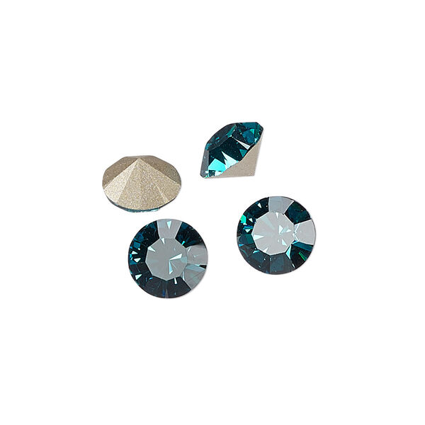 Chaton 8pk blue zircon foil back, Preciosa MAXIMA Czech crystal rhinestone 8.16-8.41mm 15-cut faceted round SS39 image number 0
