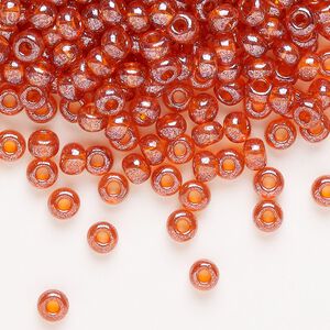 Seed bead 1pkg1 glass #6 round, translucent luster light red