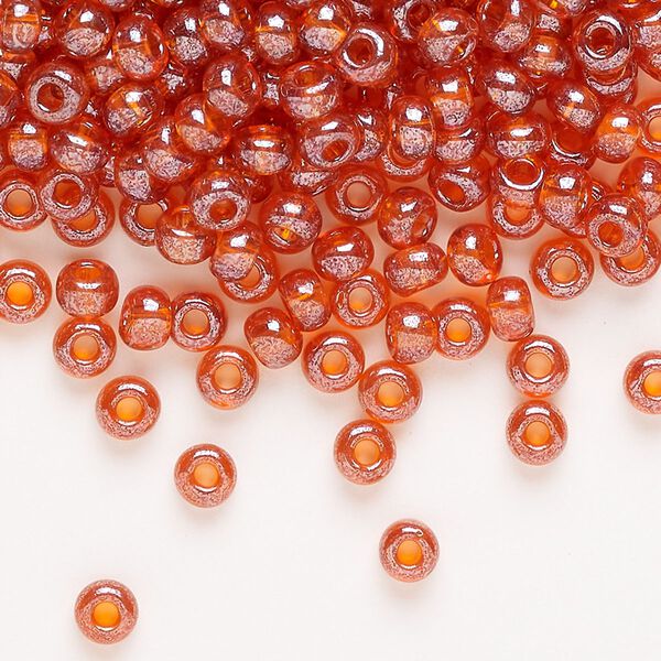 Seed bead 1pkg1 glass #6 round, translucent luster light red image number 0