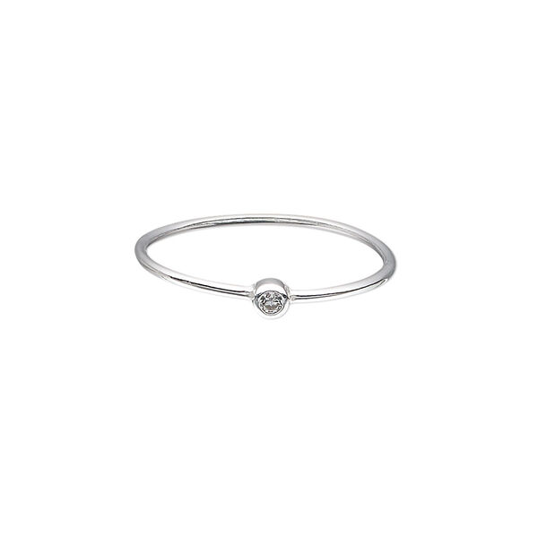 Ring, Create Compliments®, cubic zirconia and sterling silver, clear, 3mm wide, size 9. Sold individually. image number 0