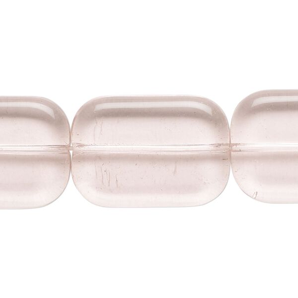 Bead, glass, transparent pink, 24x17mm flat rectangle. Sold per 14-inch strand, approximately 15 beads. image number 0