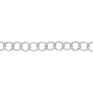 Chain 1pkg1 sterling silver cable, 5mm diamond, 5 foot unfinished