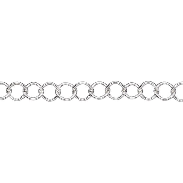 Chain, sterling silver, 5mm diamond cable. Sold per pkg of 5 feet. image number 0