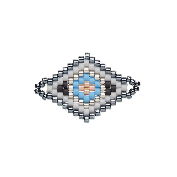 Link, Creative Touch, glass, gunmetal / grey / black, 20x18mm double-sided diamond. Sold individually. image number 0