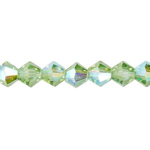 Bead 1pk transparent lime green AB, Celestial Crystal® 8mm bicone 15.5-16 inch