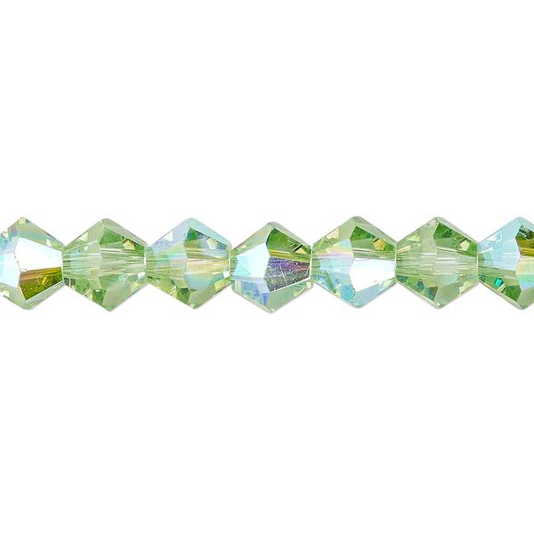 Bead 1pk transparent lime green AB, Celestial Crystal® 8mm bicone 15.5-16 inch image number 0