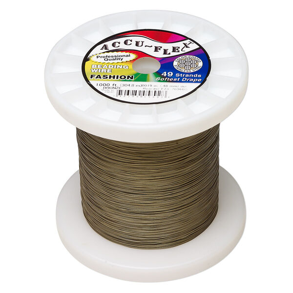 Beading wire, Accu-Flex®, nylon and stainless steel, bronze, 49 strand, 0.019-inch diameter. Sold per 1,000-foot spool. image number 0