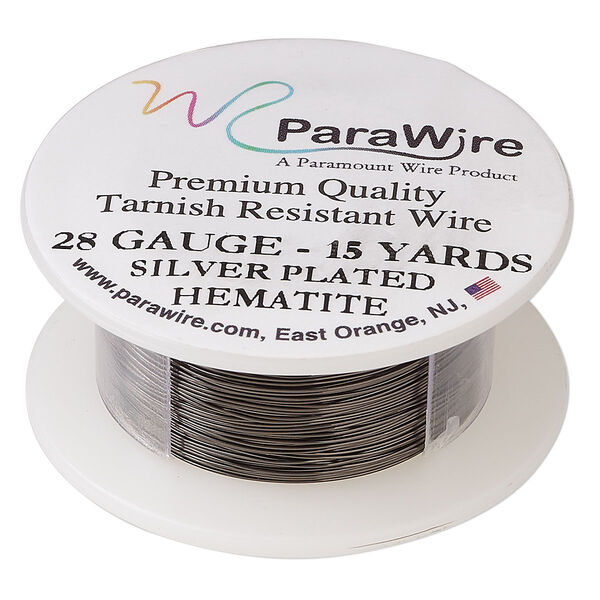 Wire, ParaWire™, enameled copper, hematite, round, 28 gauge. Sold per 15-yard spool. image number 0