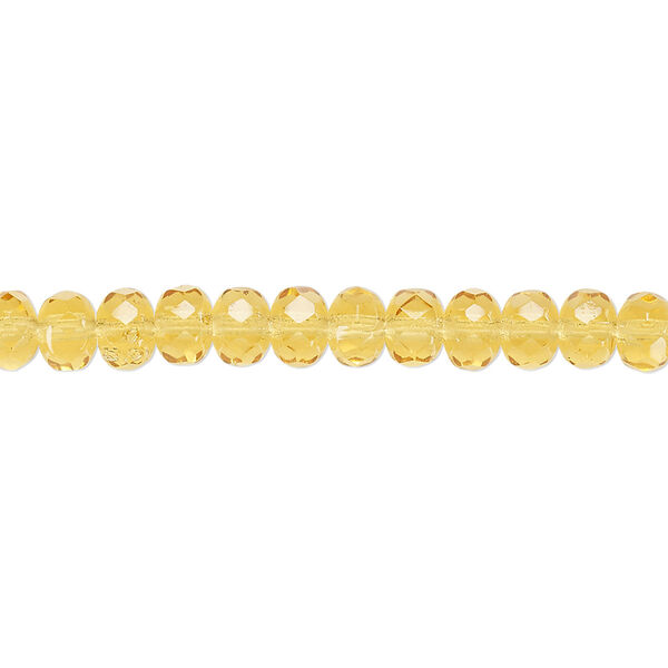 Bead, Czech fire-polished glass, honey, 5x4mm faceted rondelle. Sold per 15-1/2" to 16" strand. image number 0
