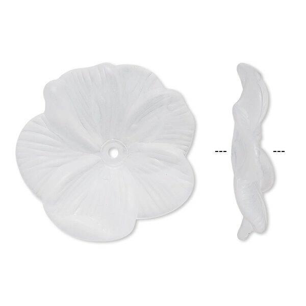 Component, acrylic, frosted clear, 31x6mm flower. Sold per pkg of 6. image number 0