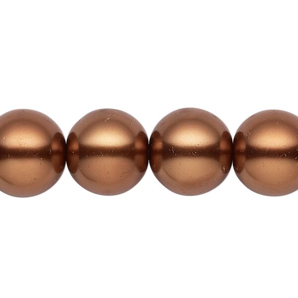 Bead, glass, opaque antique copper, 13-14mm round. Sold per 15-1/2" to 16" strand. image number 0