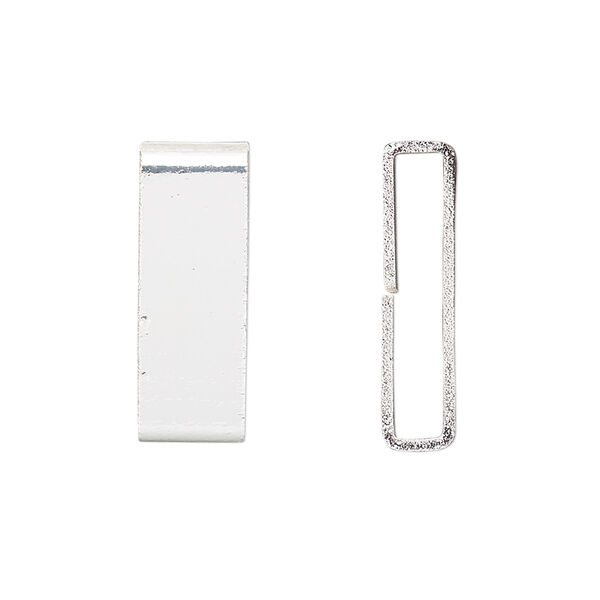 Crimp, silver-finished brass, 11x4mm flat rectangle, 10x1.5mm inside diameter. Sold per pkg of 20. image number 0
