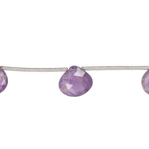Amethyst 1pkg8, hand-cut top-drilled faceted puffed teardrop bead natural 8mm-11x10mm