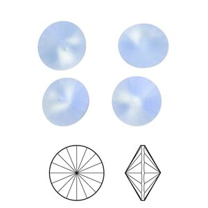 Chaton 4pk light sapphire frost foil back, Crystal Passions® 10.54-10.91mm rivoli SS47 1122