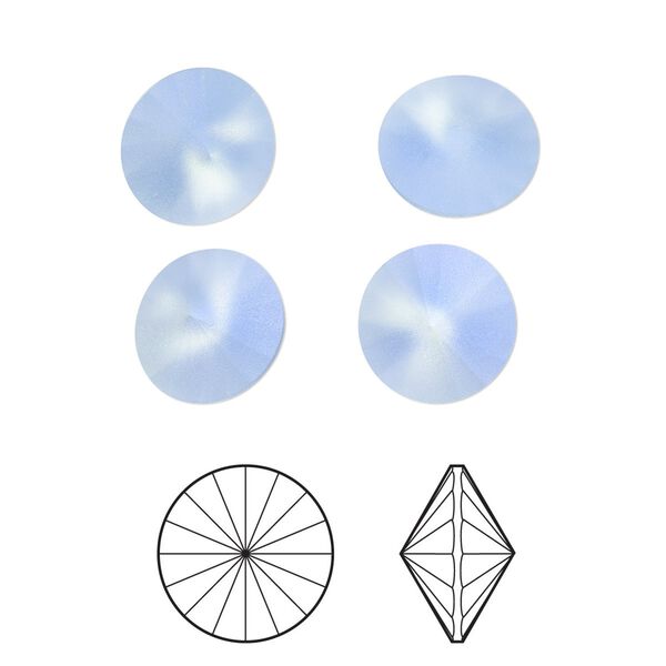 Chaton 4pk light sapphire frost foil back, Crystal Passions® 10.54-10.91mm rivoli SS47 1122 image number 0