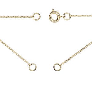Chain 1pkg1 cable, 1.1mm necklace component / 3.5mm jump ring / springring clasp, gold-finished brass 18 inch
