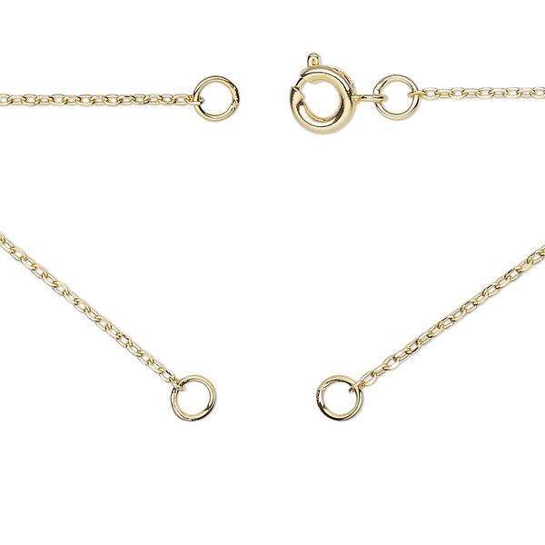 Necklace, gold-finished brass, 1.1mm cable, 18 inches in (2) 9" segments with (2) 3.5mm soldered jump rings and springing clasp. Sold Individually. image number 0