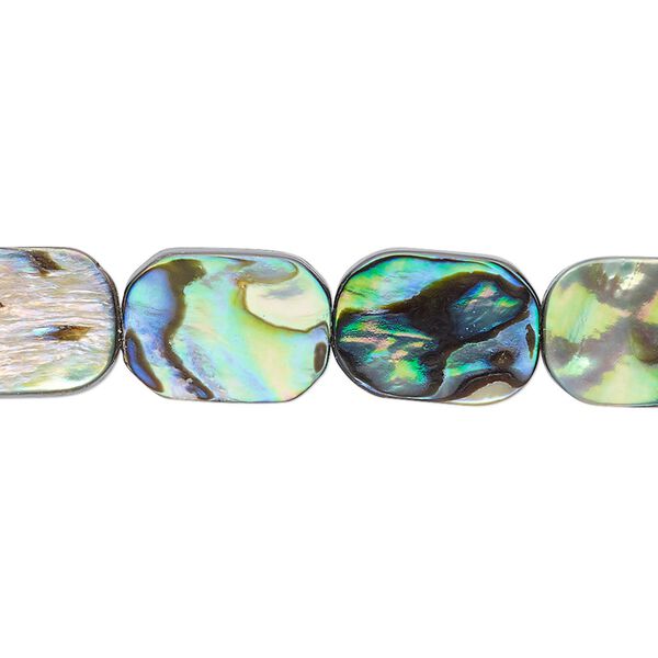 Bead, paua shell (assembled), 14x10mm emerald-cut. Sold per 15-1/2" to 16" strand. image number 0