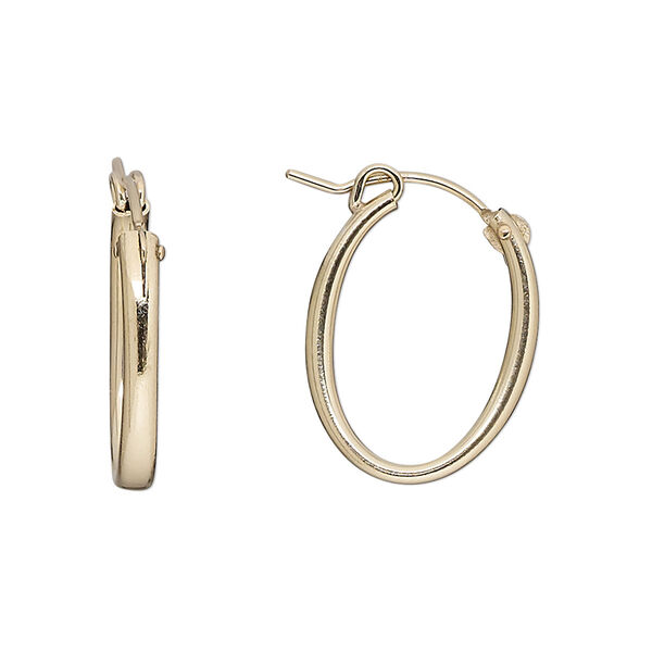 Earring, 14Kt gold-filled, 20mm oval hoop with latch-back closure. Sold per pair. image number 0