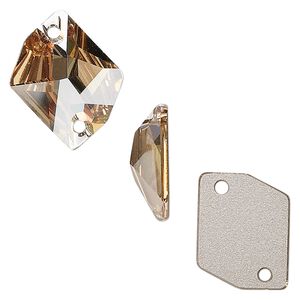 Sew-on 1pk crystal golden shadow foil back, Crystal Passions® 20x16mm cosmic 3265