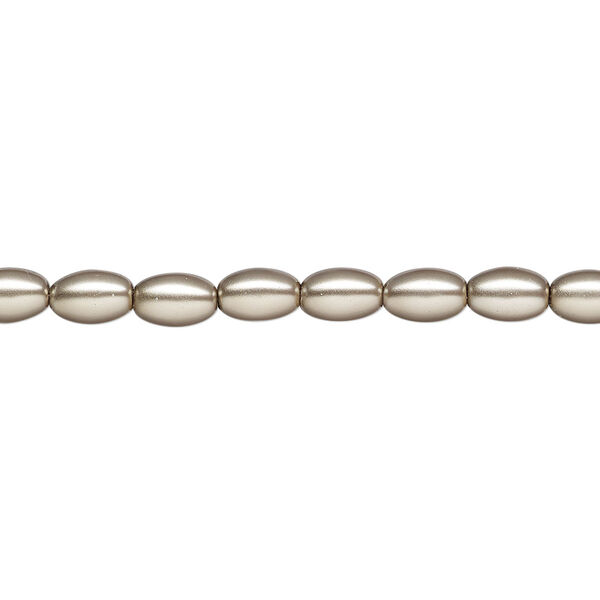 Pearl 1pk platinum, Celestial Crystal® 6x4mm rice 15.5-16 inch image number 0