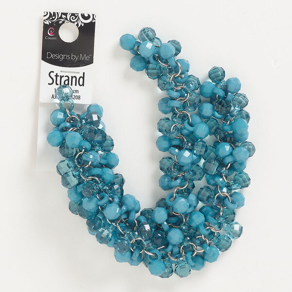 Component, acrylic and steel, opaque and translucent green and teal green, 8mm faceted round. Sold per 15-inch strand. image number 0
