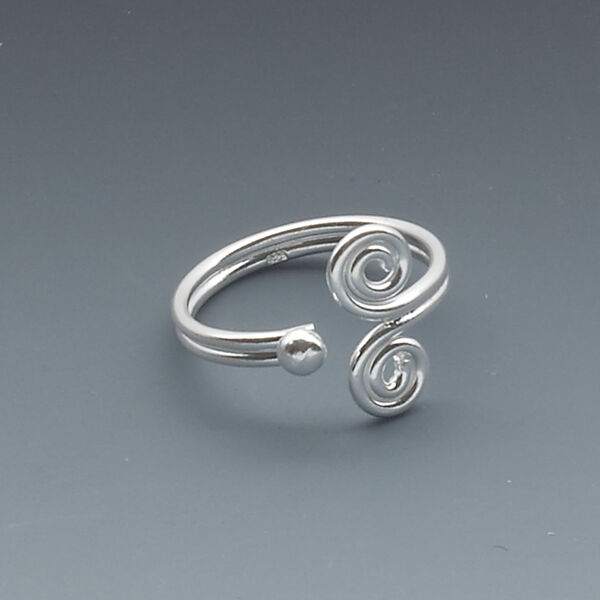 Toe ring, sterling silver, 12mm wide with double swirl design, adjustable. Sold individually. image number 0