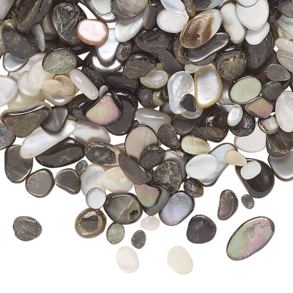 Inlay chip, black lip shell (natural), mini undrilled chip, Mohs hardness 3-1/2. Sold per 2-ounce pkg. image number 0