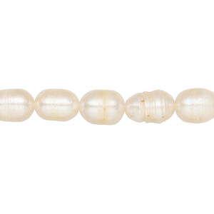 Freshwater pearl 1pkg1 rice natural, 14 inch light peach 6-7mm cultured
