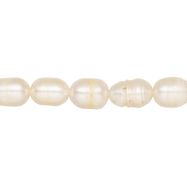Freshwater pearl 1pkg1 rice natural, 14 inch light peach 6-7mm cultured image number 0