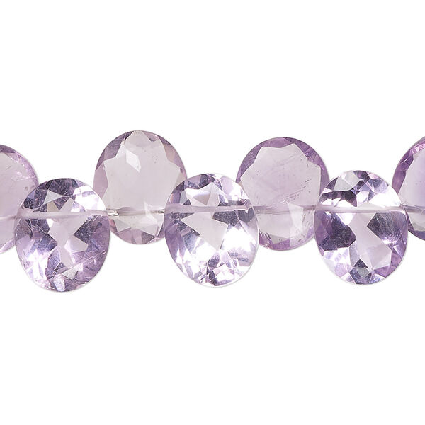 Amethyst 1pkg1, hand-cut top-drilled faceted puffed flat-sided oval bead natural B+ grade, 13 inch 12x9mm-12x10mm image number 0