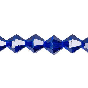Bead 1pk translucent cobalt blue, Celestial Crystal® 10mm bicone 8 inch