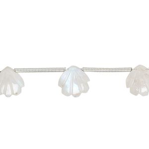 Rainbow moonstone 1pkg10, hand-cut top-drilled carved puffed shell bead natural 9x9mm