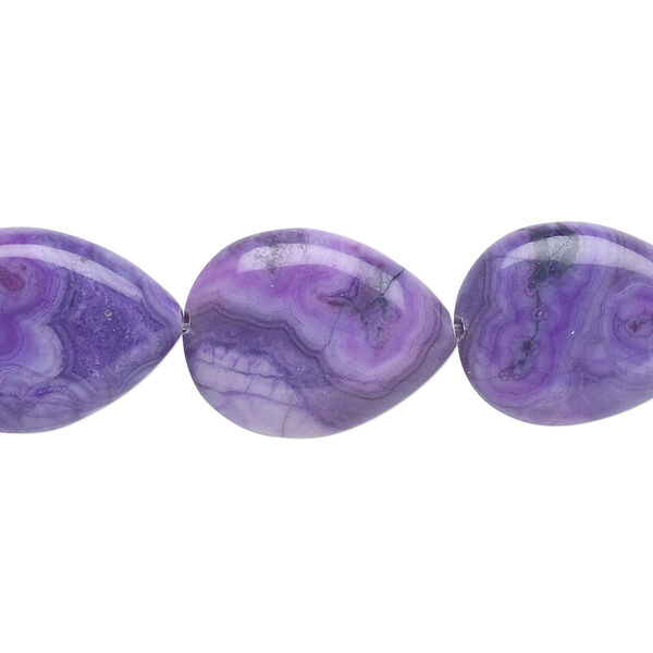 Bead, crazy lace agate (dyed), purple, 20x15mm teardrop, B grade, Mohs hardness 6-1/2 to 7. Sold per 8-inch strand, approximately 10 beads. image number 0