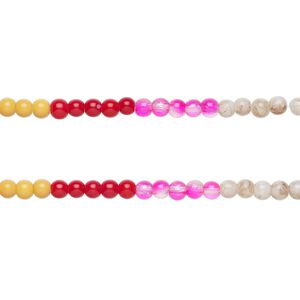 Bead, glass, opaque and translucent multi-pinks, 6mm round. Sold per pkg of (2) 7-inch strands, approximately 70 beads.