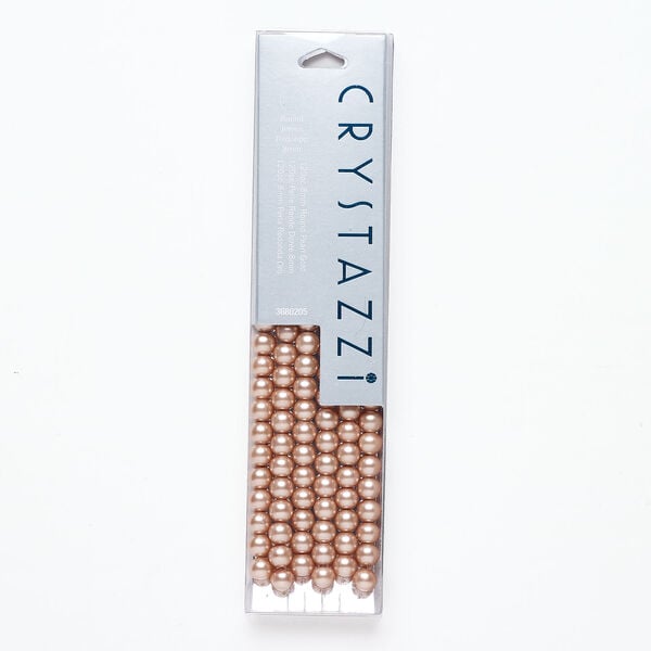 Bead, crystal pearl 1pkg120, gold, 8mm round. image number 0