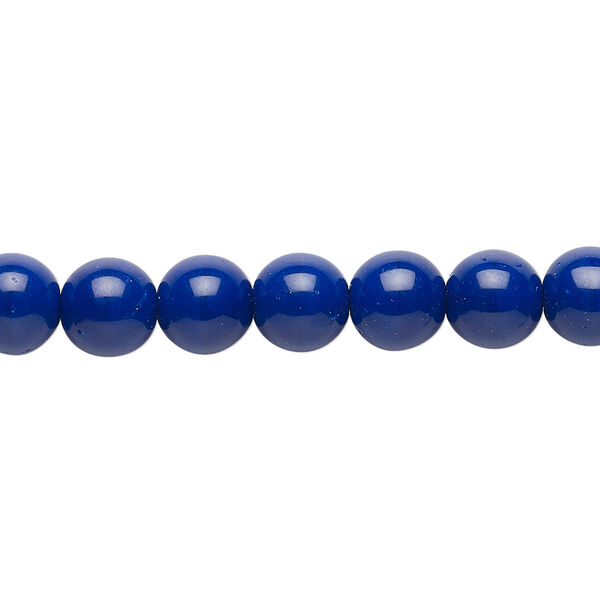 Bead, Czech glass druk, opaque dark blue, 8mm round. Sold per 15-1/2" to 16" strand. image number 0